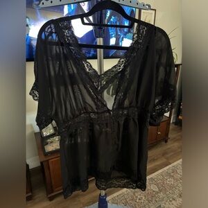 Rue21 Black Sheer Lace Blouse